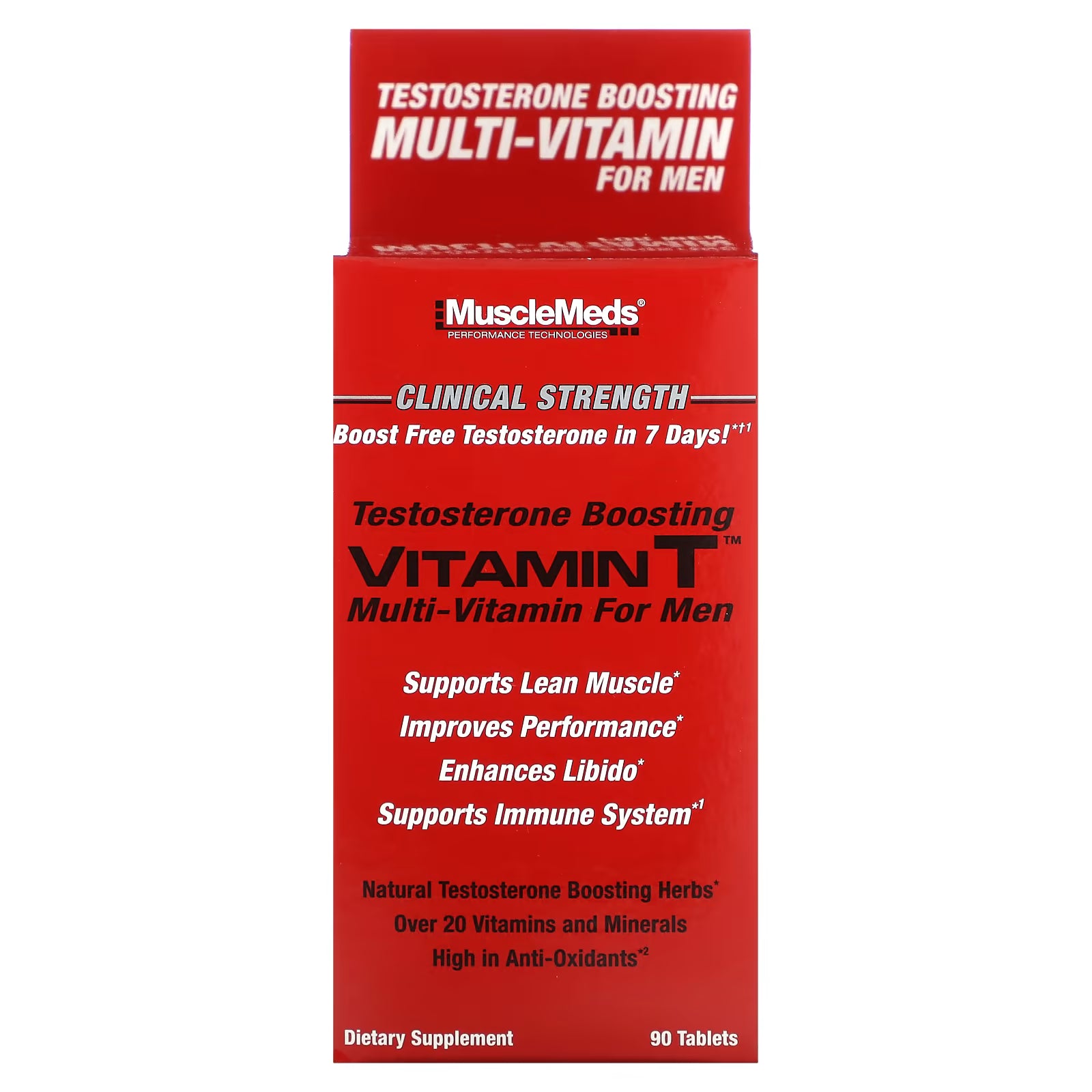 MuscleMeds, Vitamin T, Testosterone Boosting Multi-Vitamin For Men, 90 Tablets