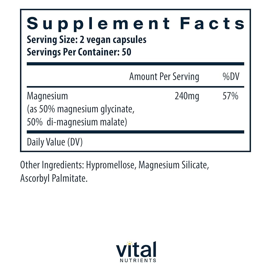 Vital Nutrients Magnesium Glycinate + Malate 100 Capsules