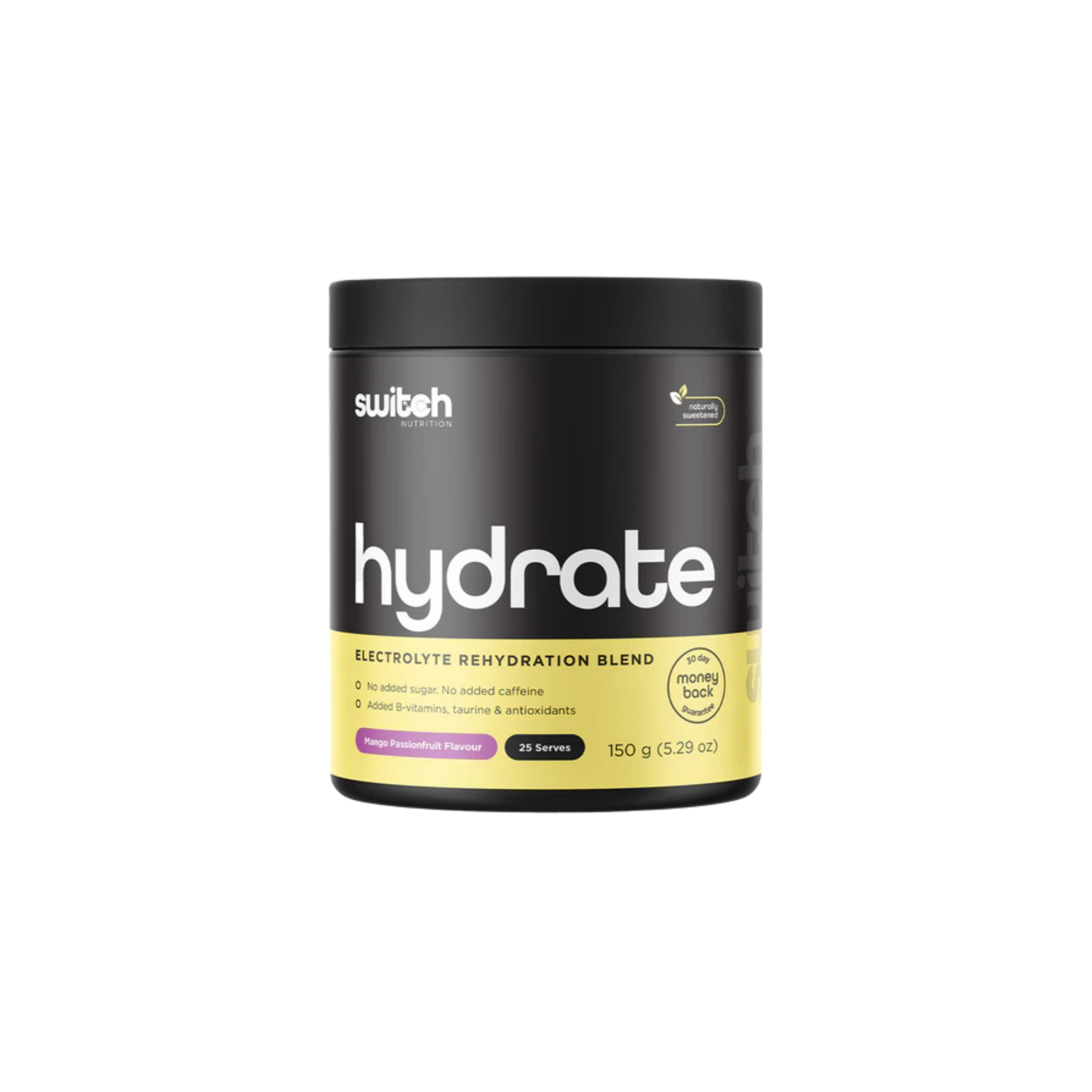 Switch Nutrition hydrate electrolyte rehydration blend container on a white background