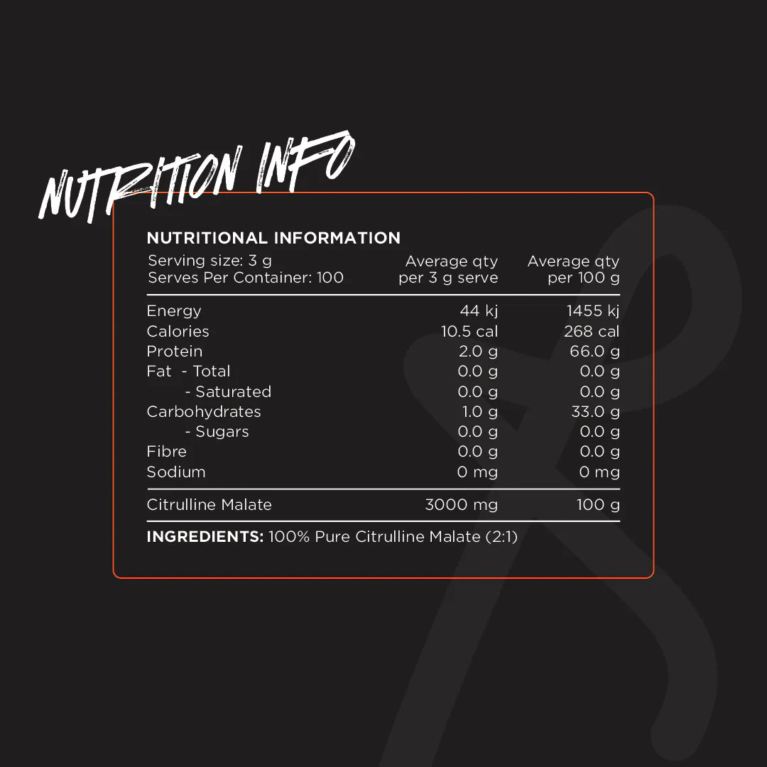 Nutritional information label for a product on a black background