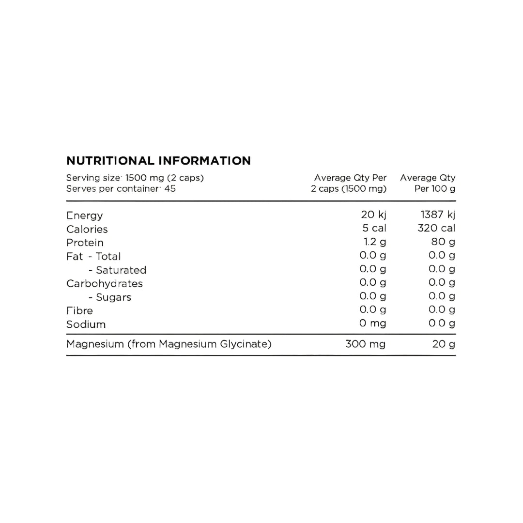 Nutritional information table on a light gray background
