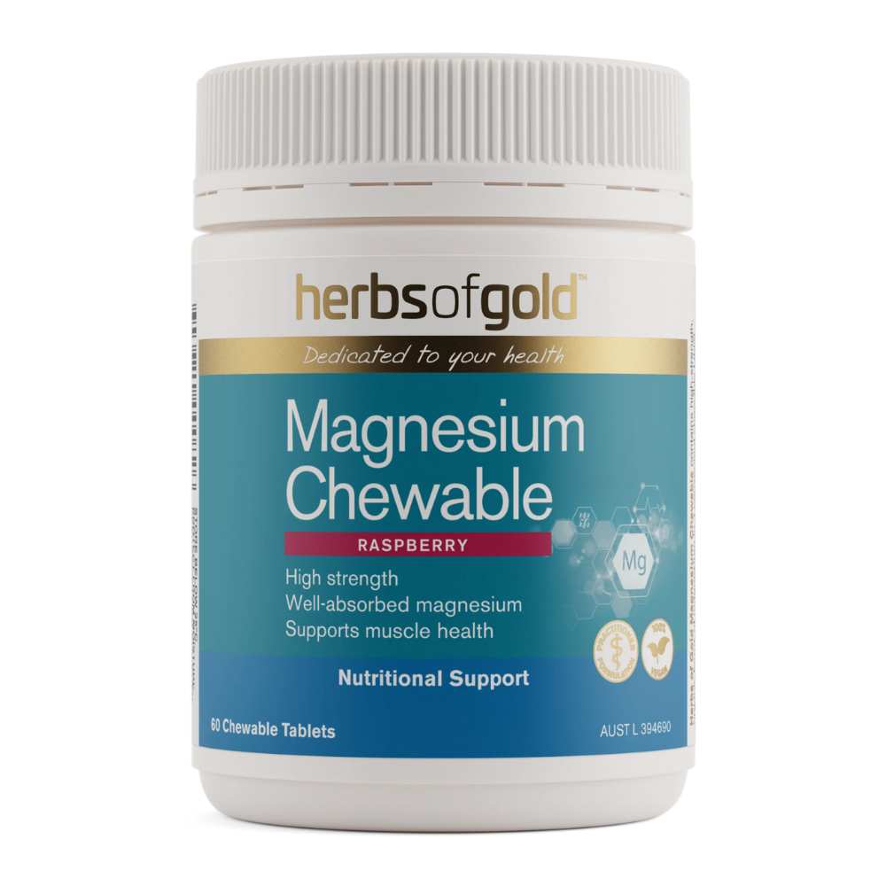 Herbs Of Gold Magnesium Chewable Raspberry (60 Tablets)
