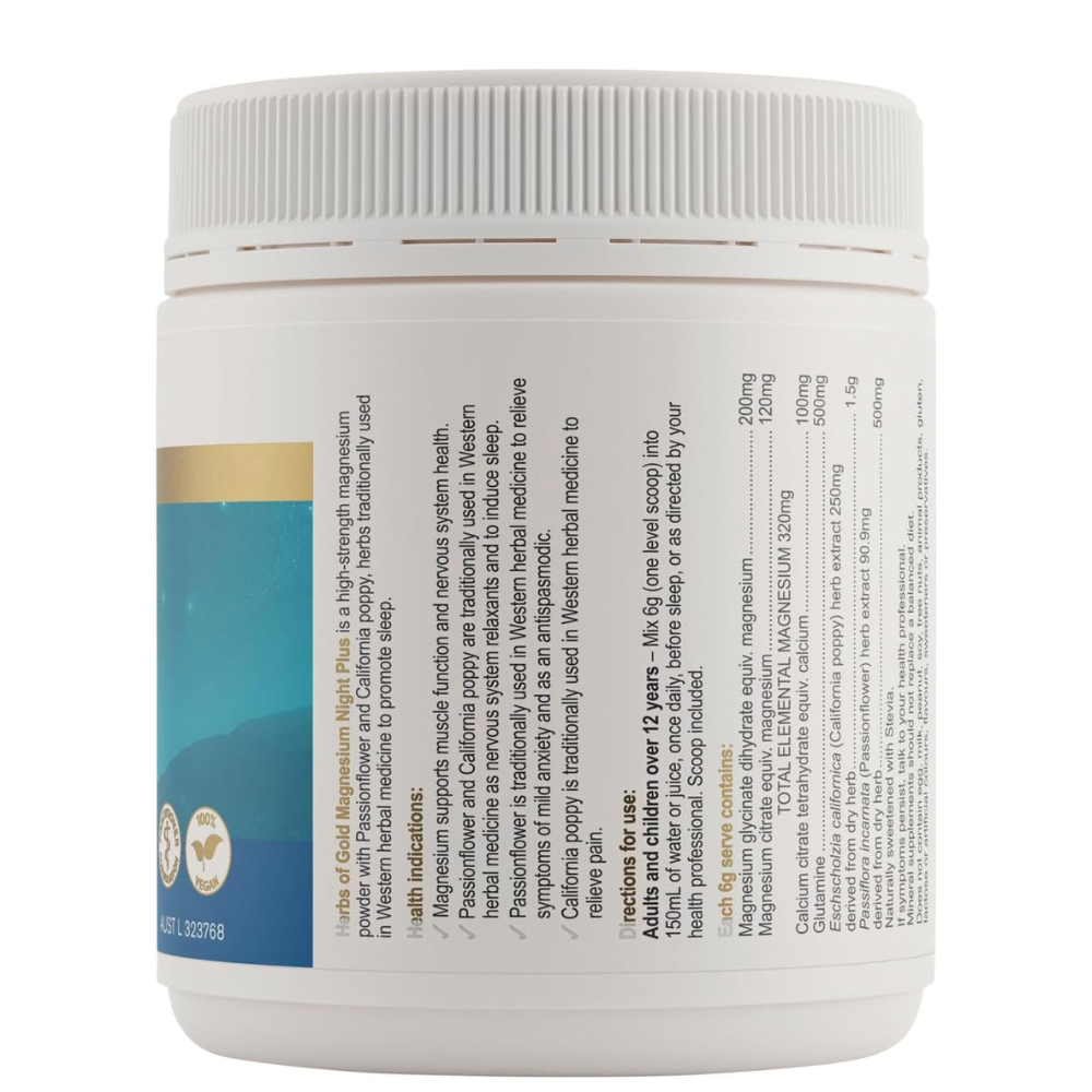 Herbs Of Gold Magnesium Night Plus – Citrus Berry (Oral Powder 300g)