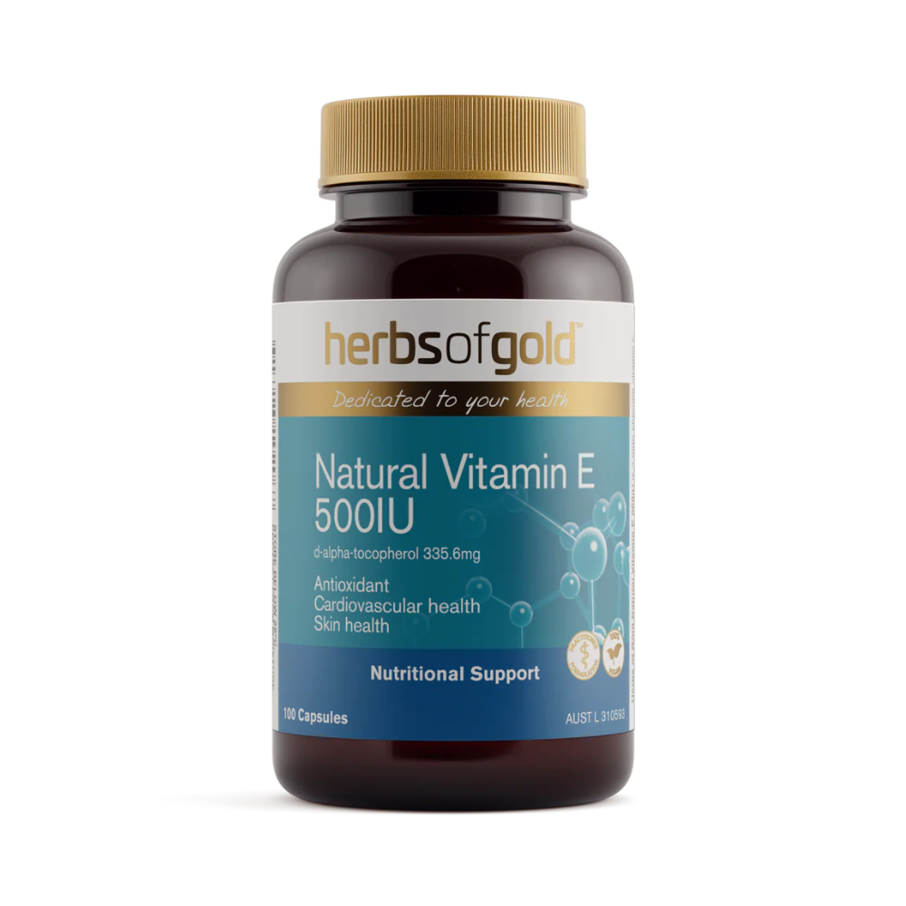 Herbs Of Gold Natural Vitamin E 500 IU (50 Capsules)