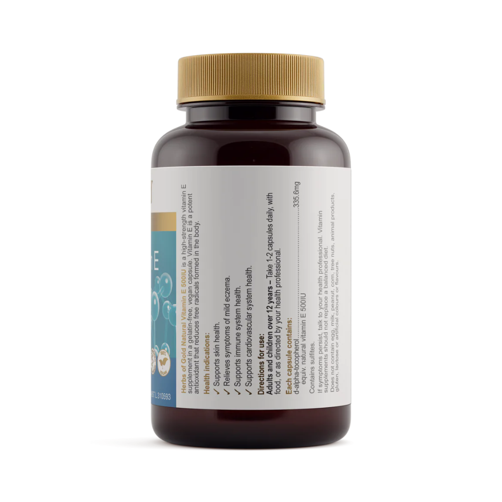Herbs Of Gold Natural Vitamin E 500 IU (50 Capsules)
