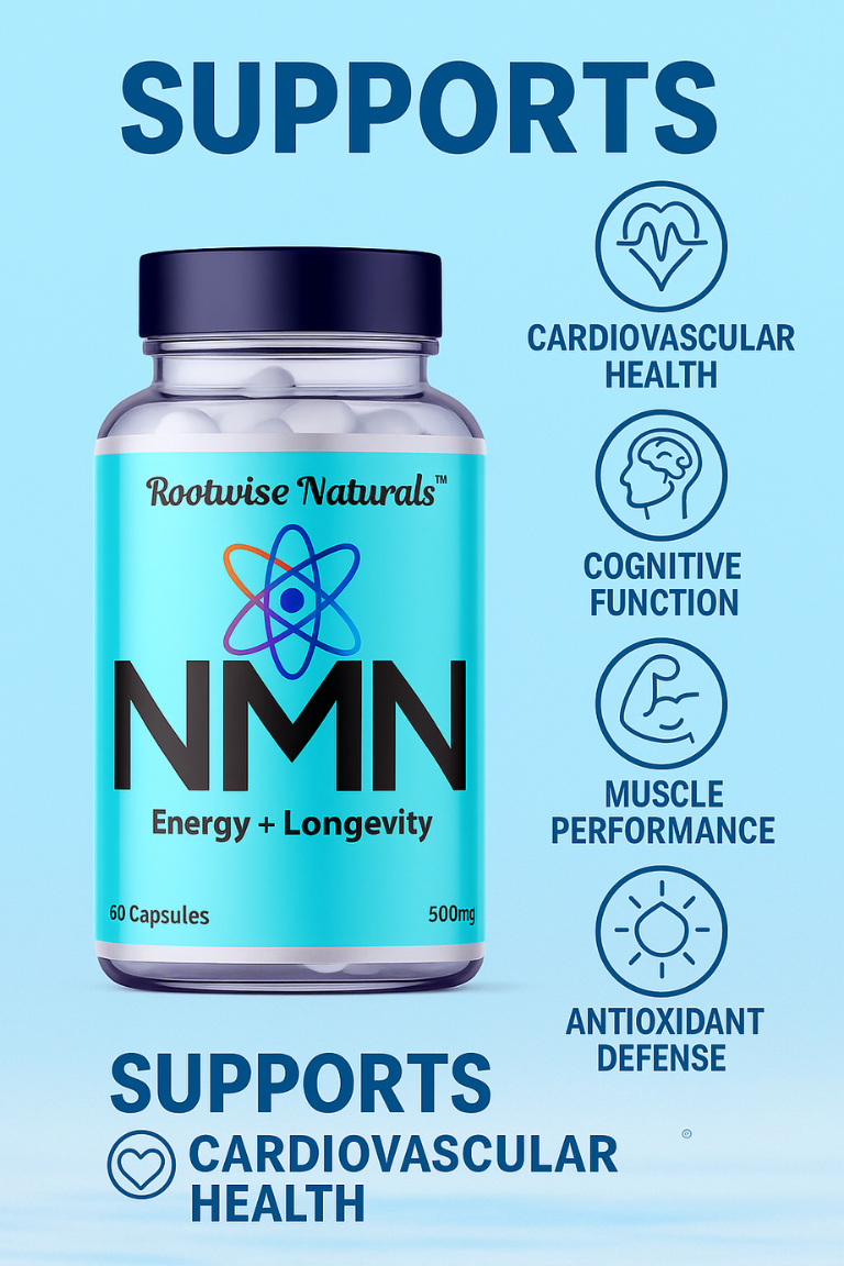 Rootwise Naturals™ NMN 500mg | NAD+ Booster for Energy & Longevity (60 Capsules)