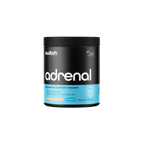 Black and blue container of Adrenal magnesium support powder on a white background