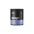 Black container of 'switch+ sleep' supplement on a white background