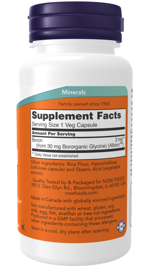 NOW Foods, Boron, 3 mg, 100 Veg Capsules