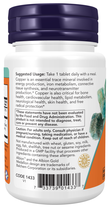 NOW Foods, Copper Glycinate, 3 mg, 120 Tablets