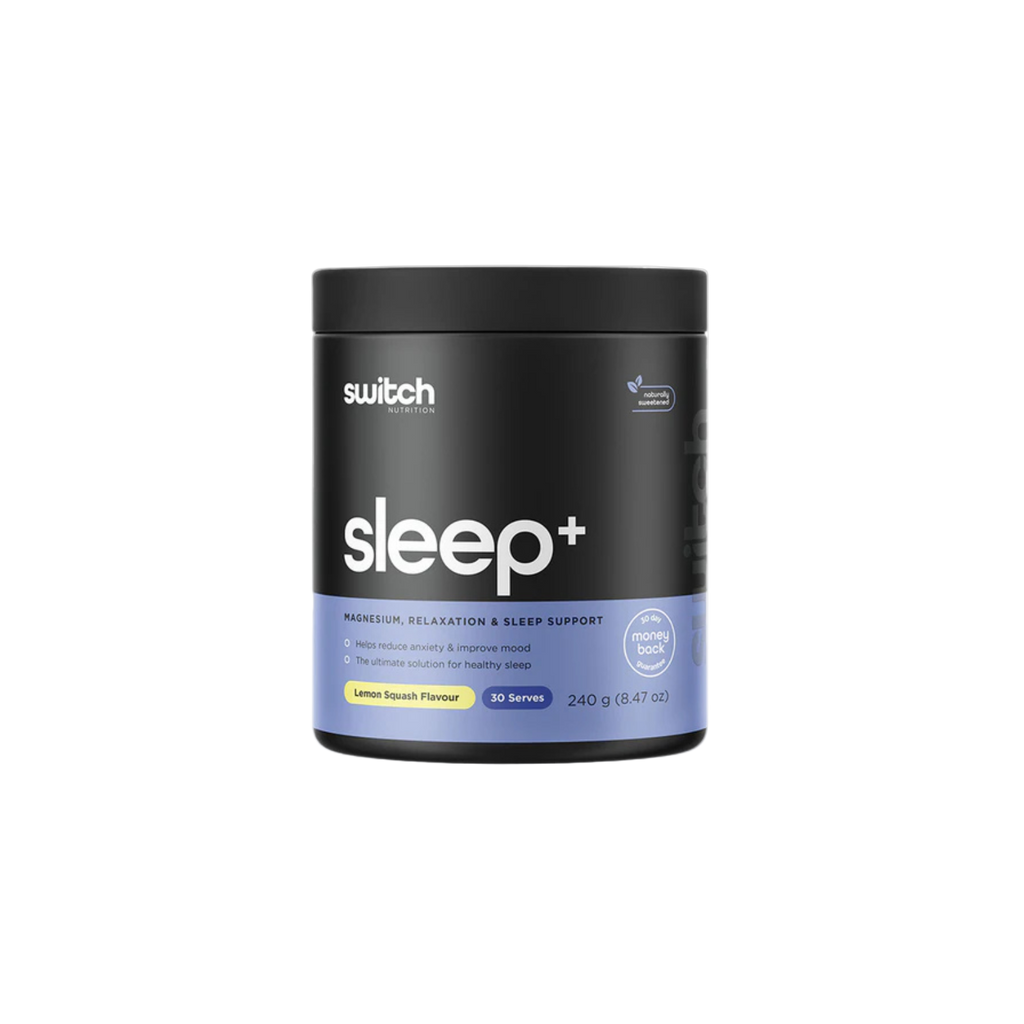 Black container labeled 'switch sleep+' on a white background