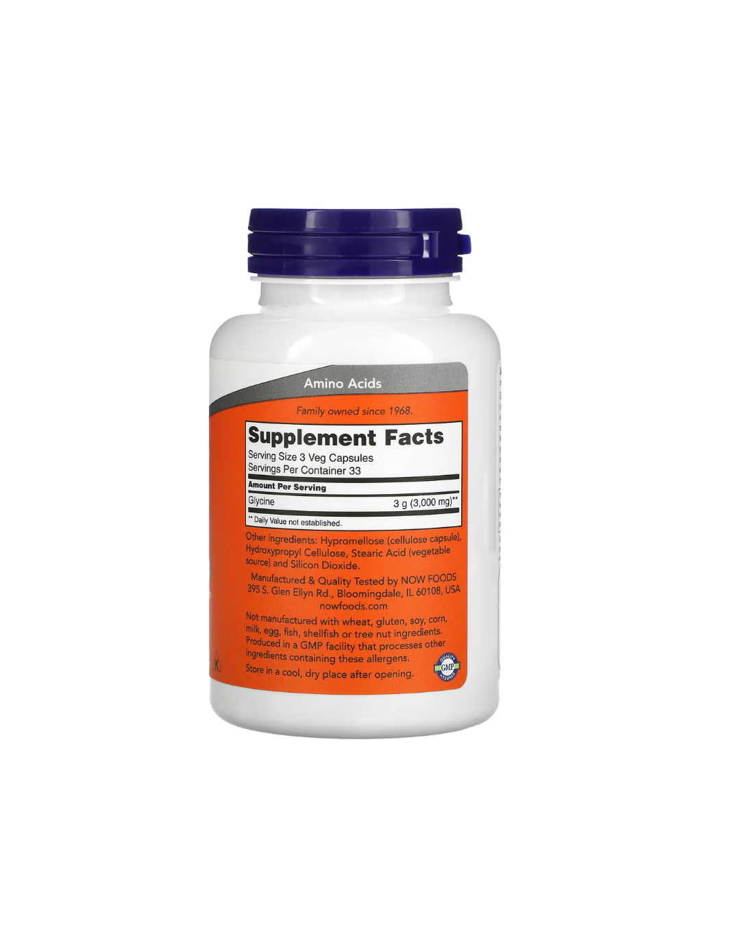 NOW Foods Glycine 1000 mg – 100 Veg Capsules