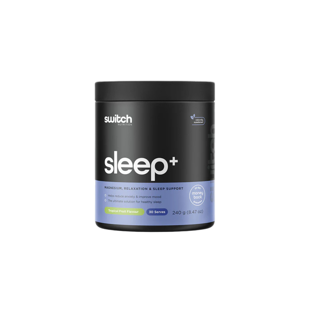Black container labeled 'switch sleep+' on a white background