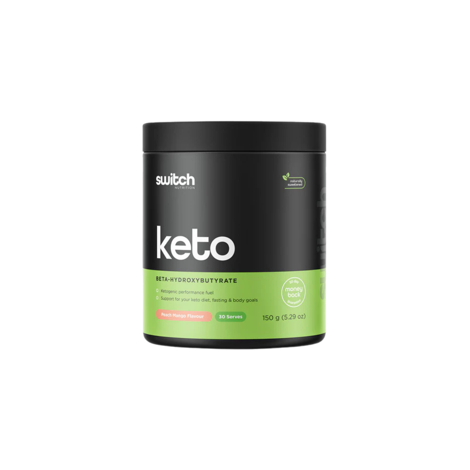 Keto supplement container with 'switch' branding on a white background