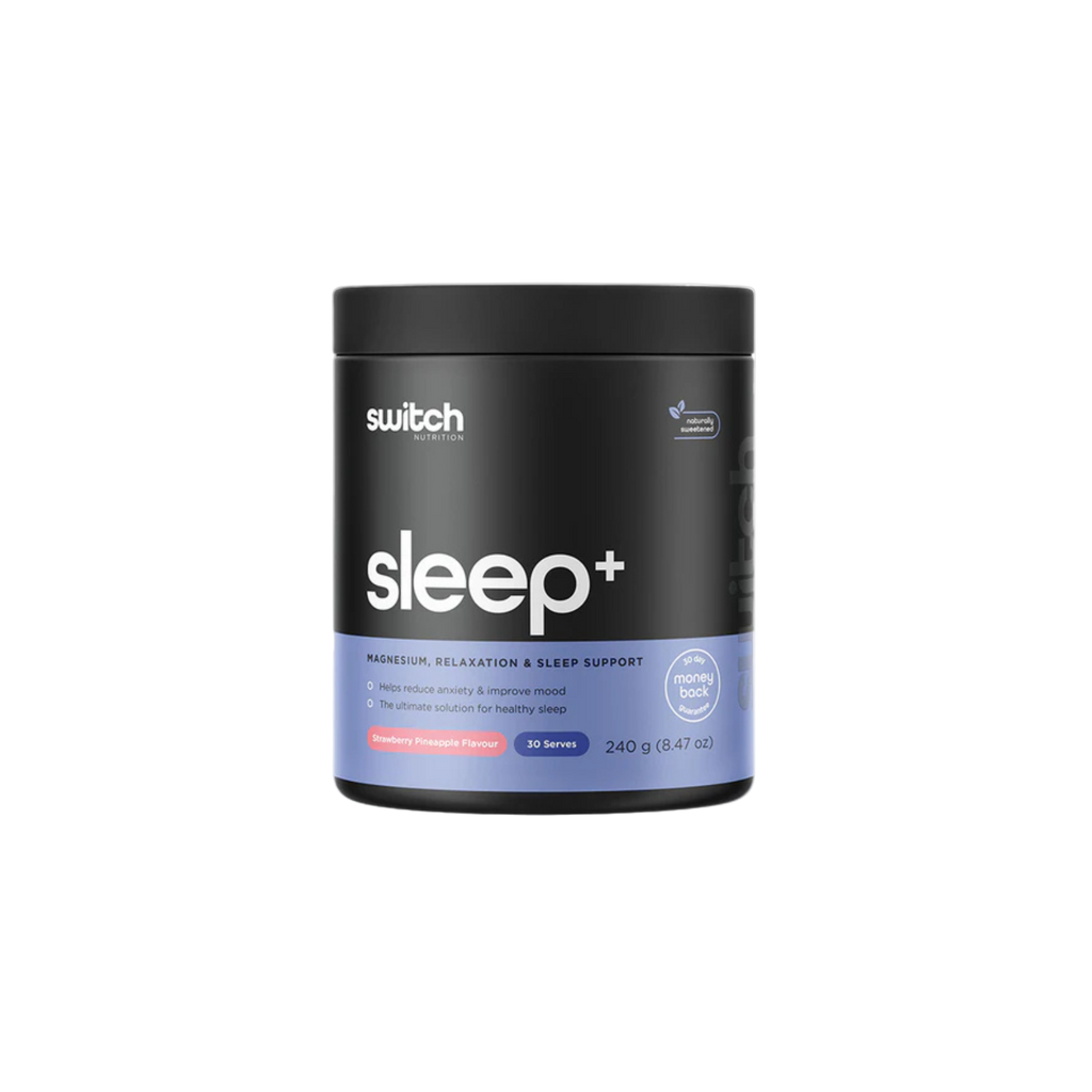 Black container labeled 'switch sleep+' on a white background