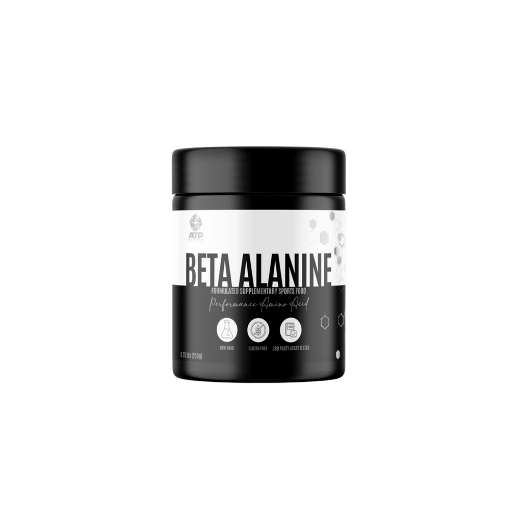 Black and white container labeled 'Beta Alanine' on a white background