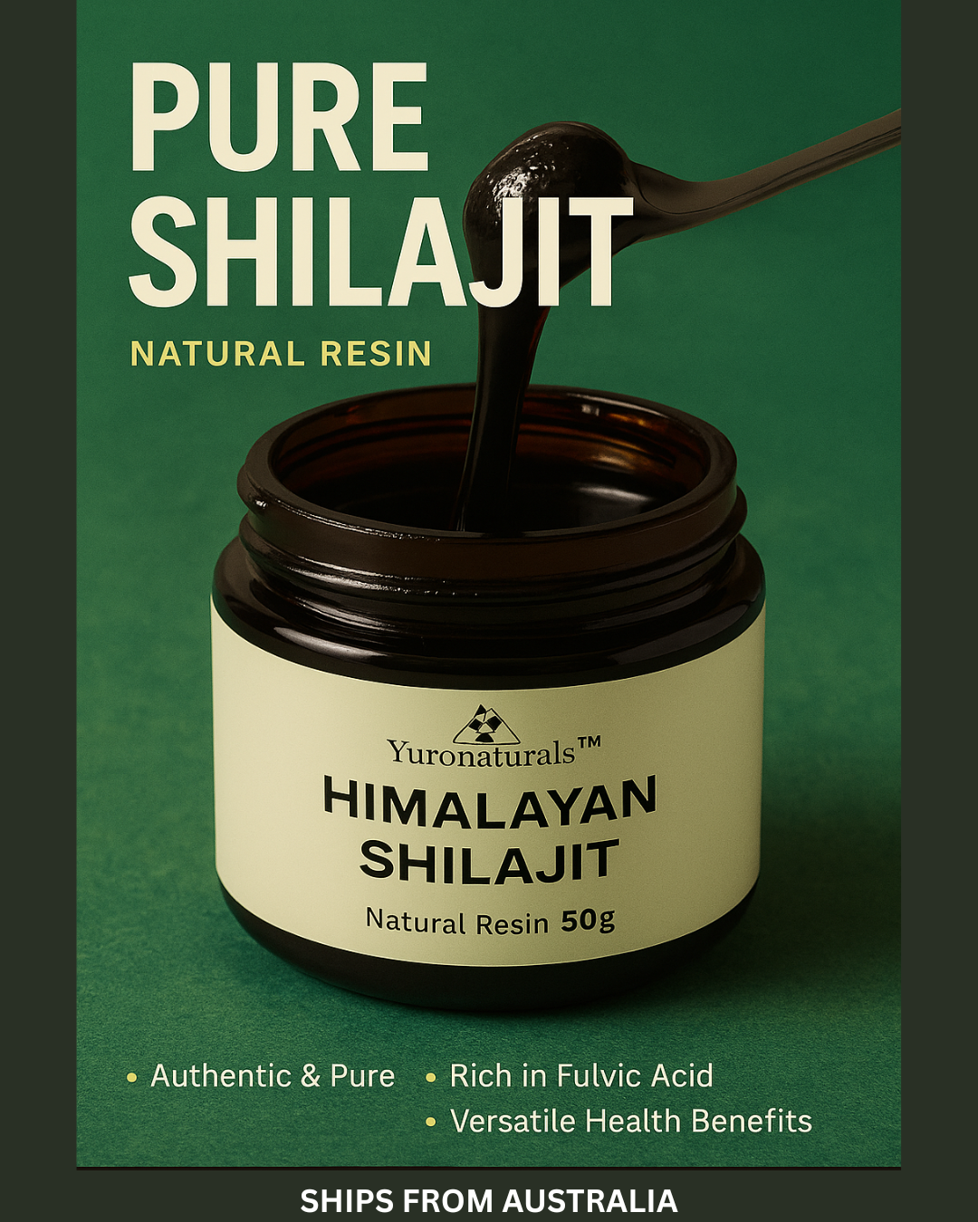 Yuro Naturals™ Shilajit Resin – 50g | Himalayan Fulvic Minerals