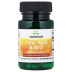 Swanson Folic Acid & B12 30 Veggie caps