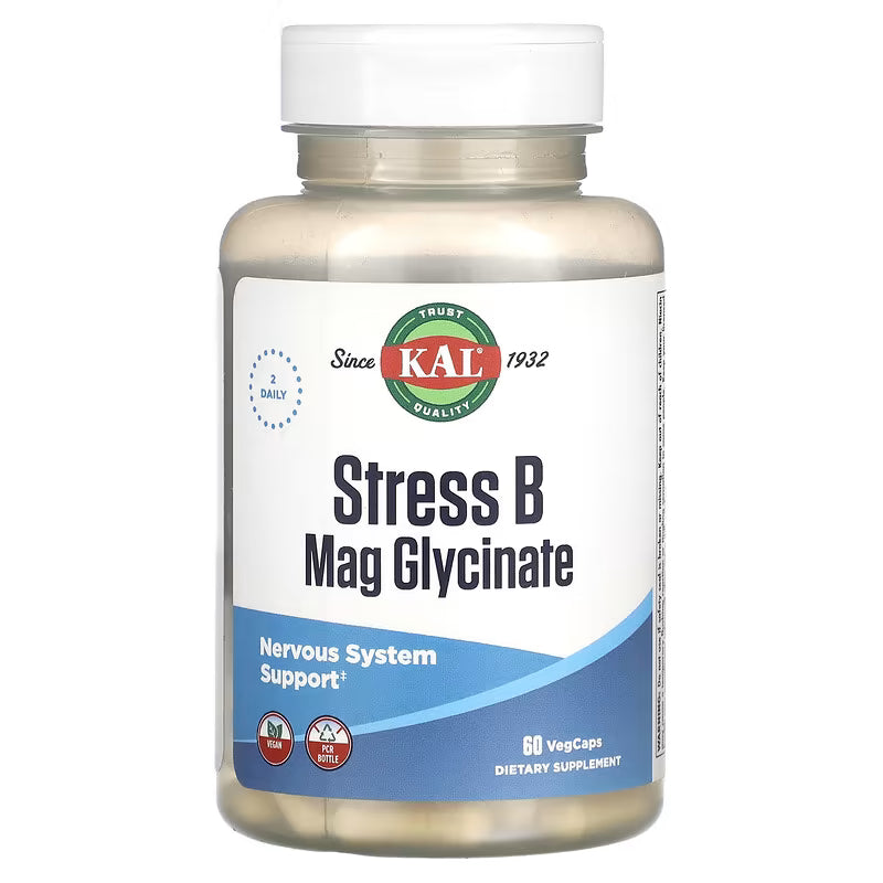 KAL, Stress B Mag Glycinate, 60 Veg Caps
