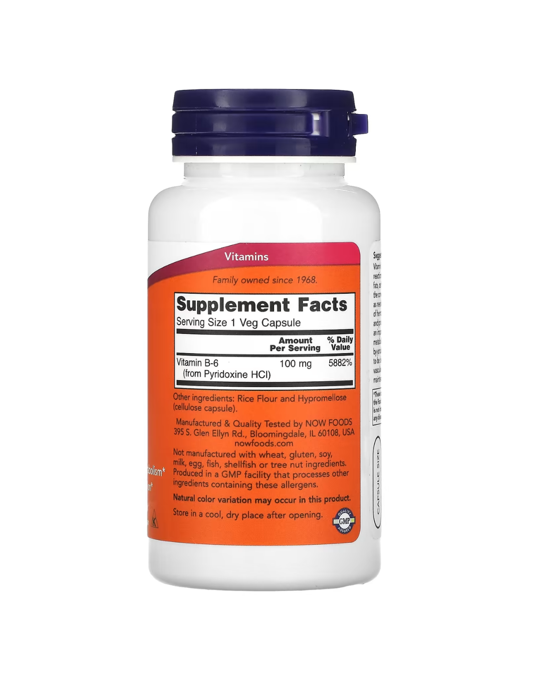 NOW Foods B‑6 100 mg – 100 Veg Capsules
