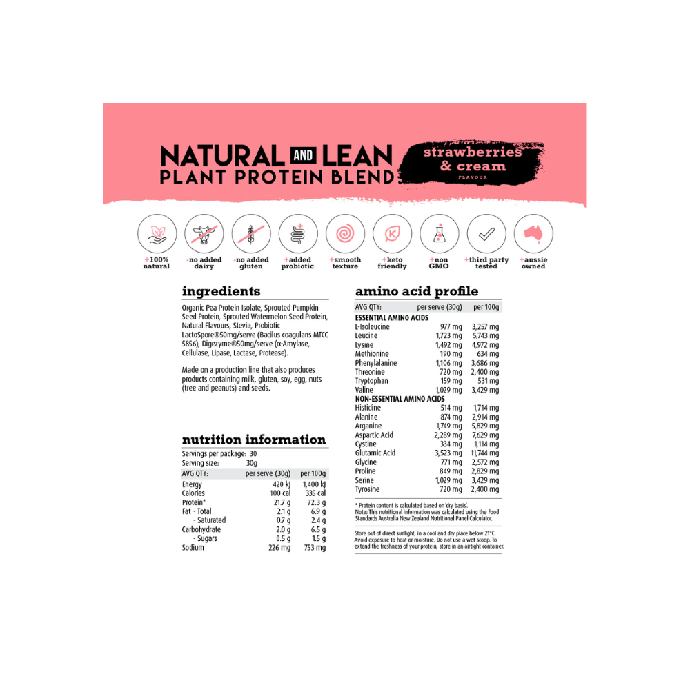 White Wolf Nutrition Natural & Lean Plant Protein 900g