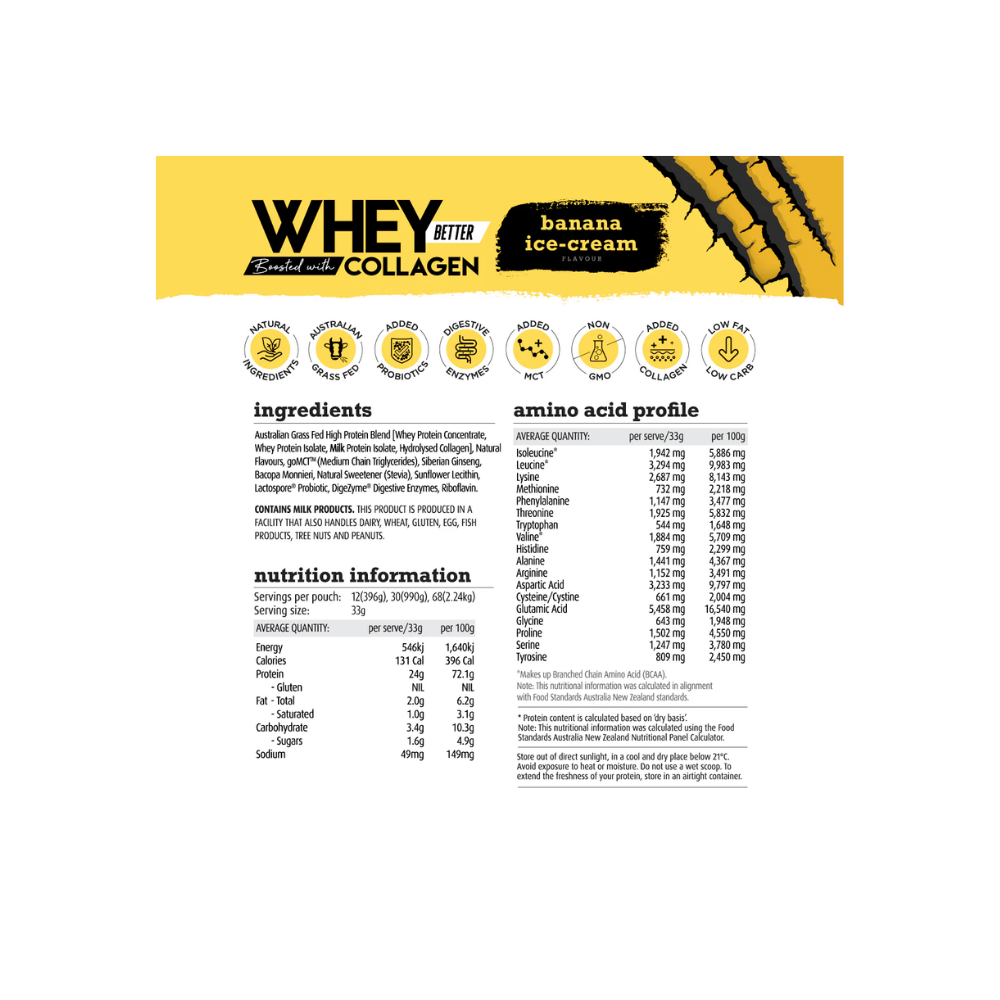 White Wolf Nutrition Whey Protein + Collagen 990g