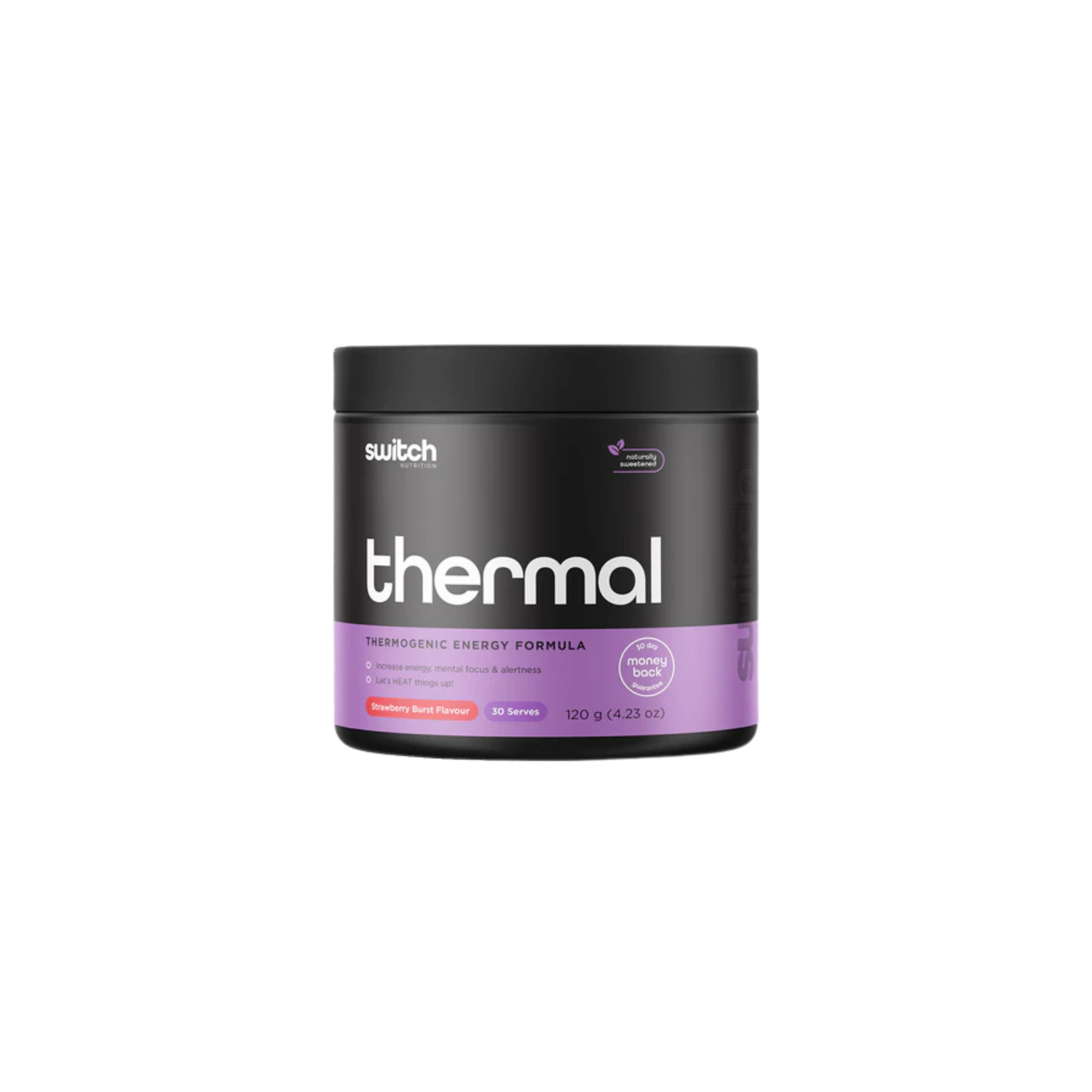 Black container labeled 'thermal' with purple accents on a white background