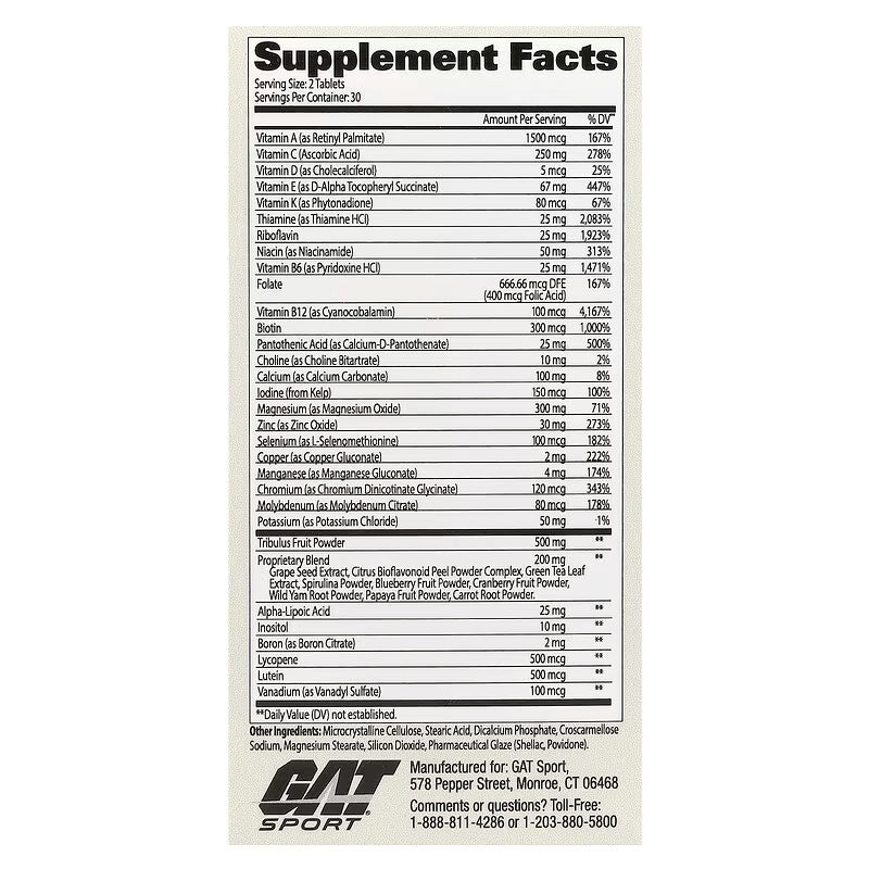 GAT, Mens Multi + Test, High Potency, 60 Tablets