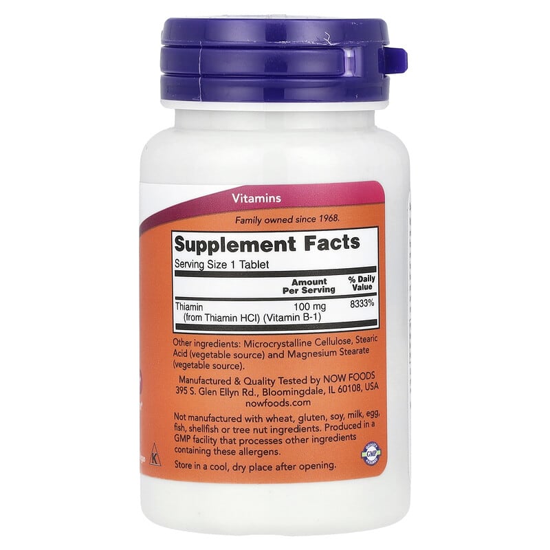 NOW Foods Vitamin B-1 100 Tablets