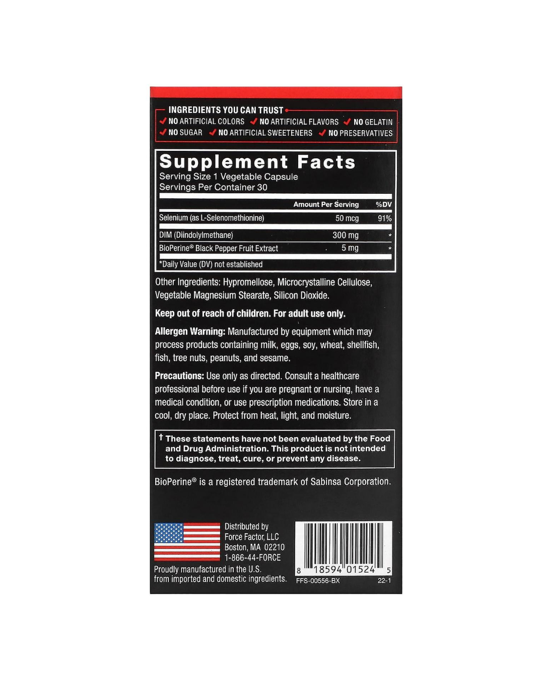 Force Factor, Fundamentals DIM Diindolylmethane, 30 Vegetable Capsules By Force Factor