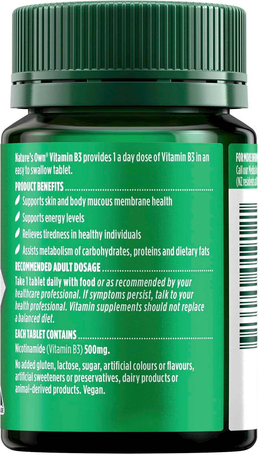Nature's Own Vitamin B3 500mg