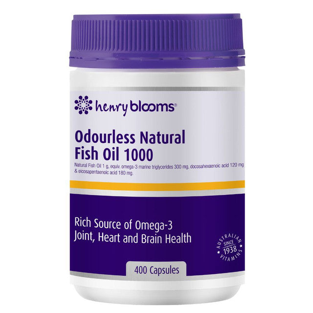 Henry Blooms Odourless Natural Fish Oil 1000mg 400 Capsules