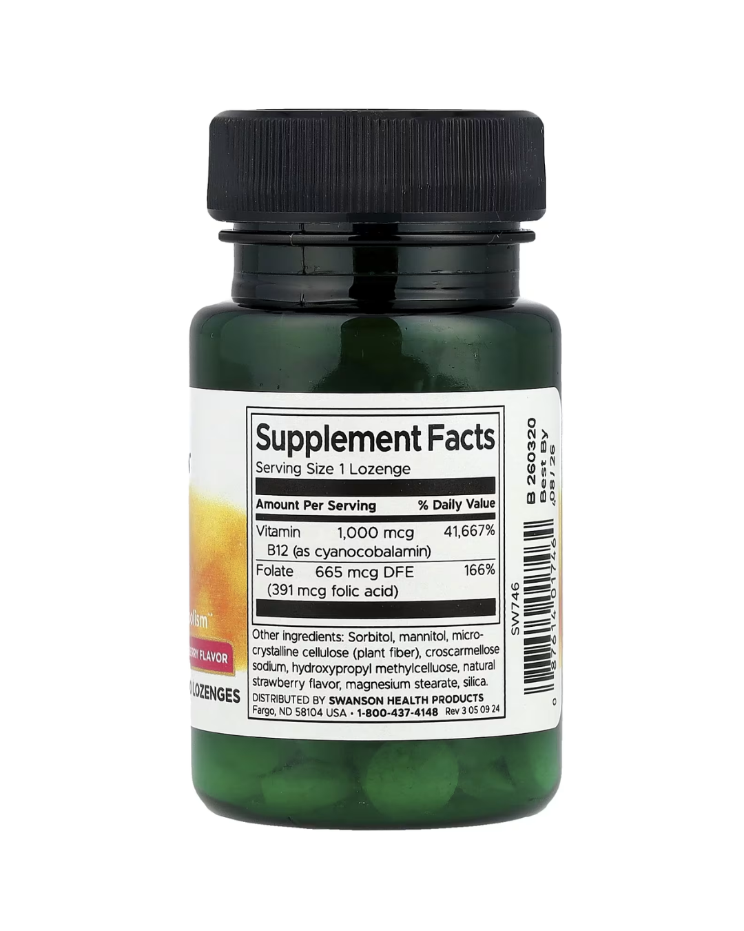 Swanson Folic Acid & B12 30 Veggie Capsules