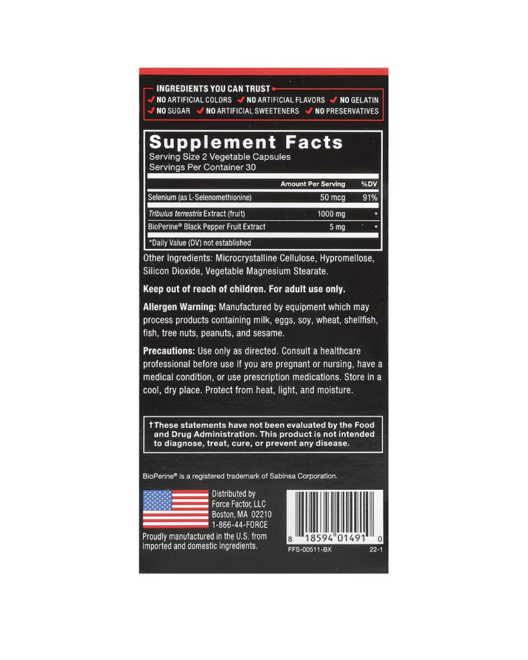 Force Factor, Fundamentals, Tribulus Terrestris, 60 Capsules