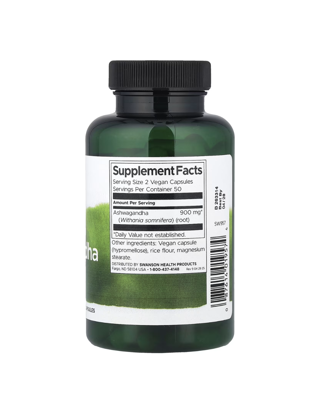 Swanson Full Spectrum Ashwagandha 450mg 100 Vegan Capsules