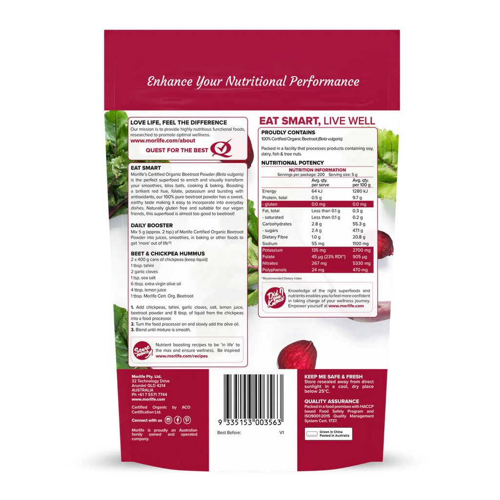 Morlife Organic Beetroot Powder