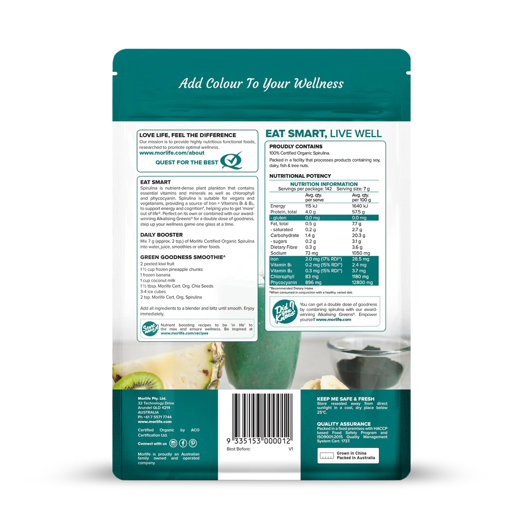 Morlife Certified Organic Spirulina Powder