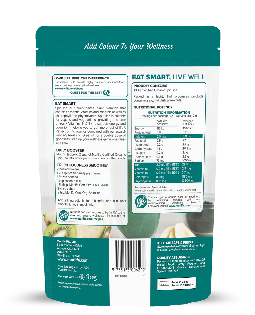 Morlife Certified Organic Spirulina Powder