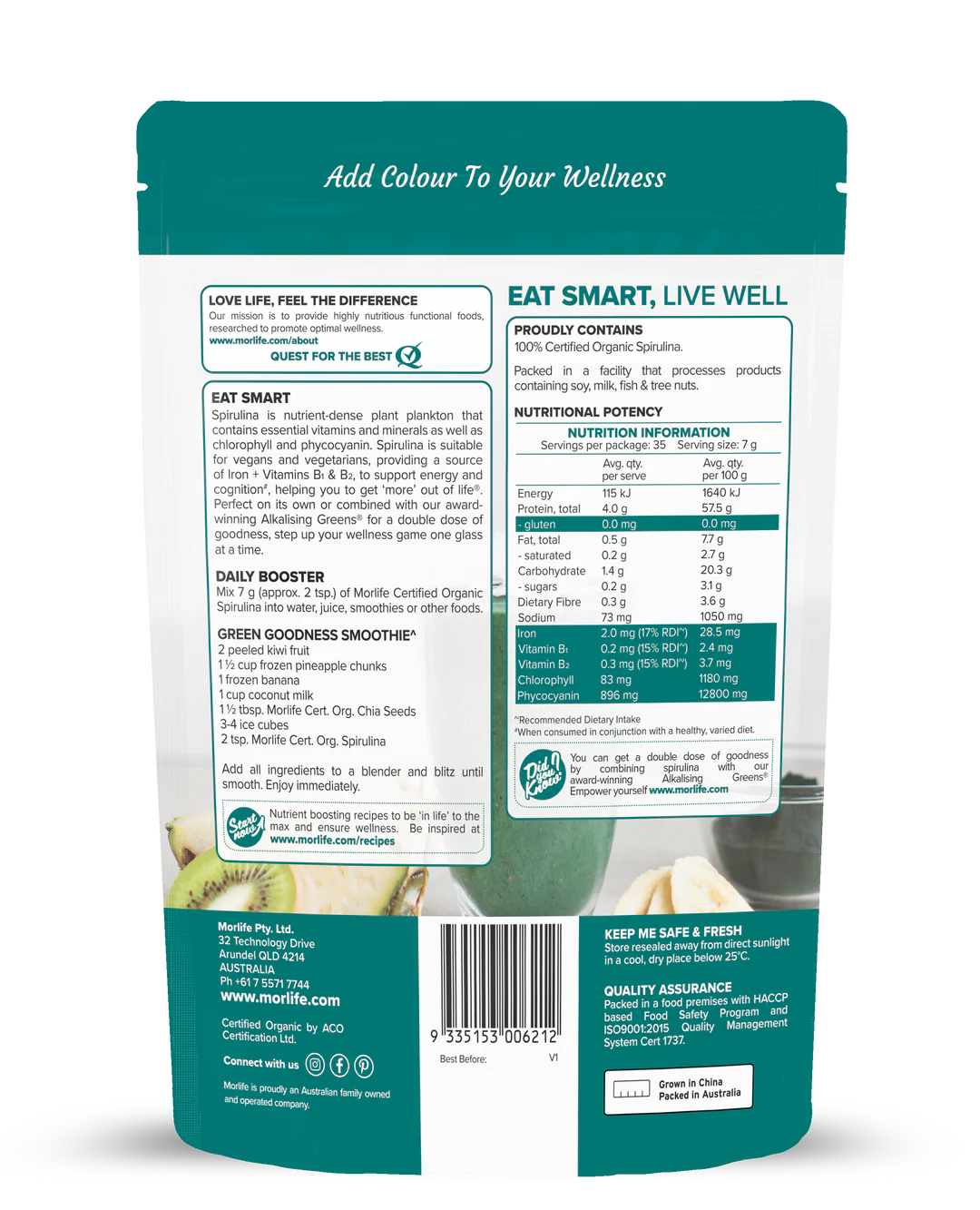 Morlife Certified Organic Spirulina Powder