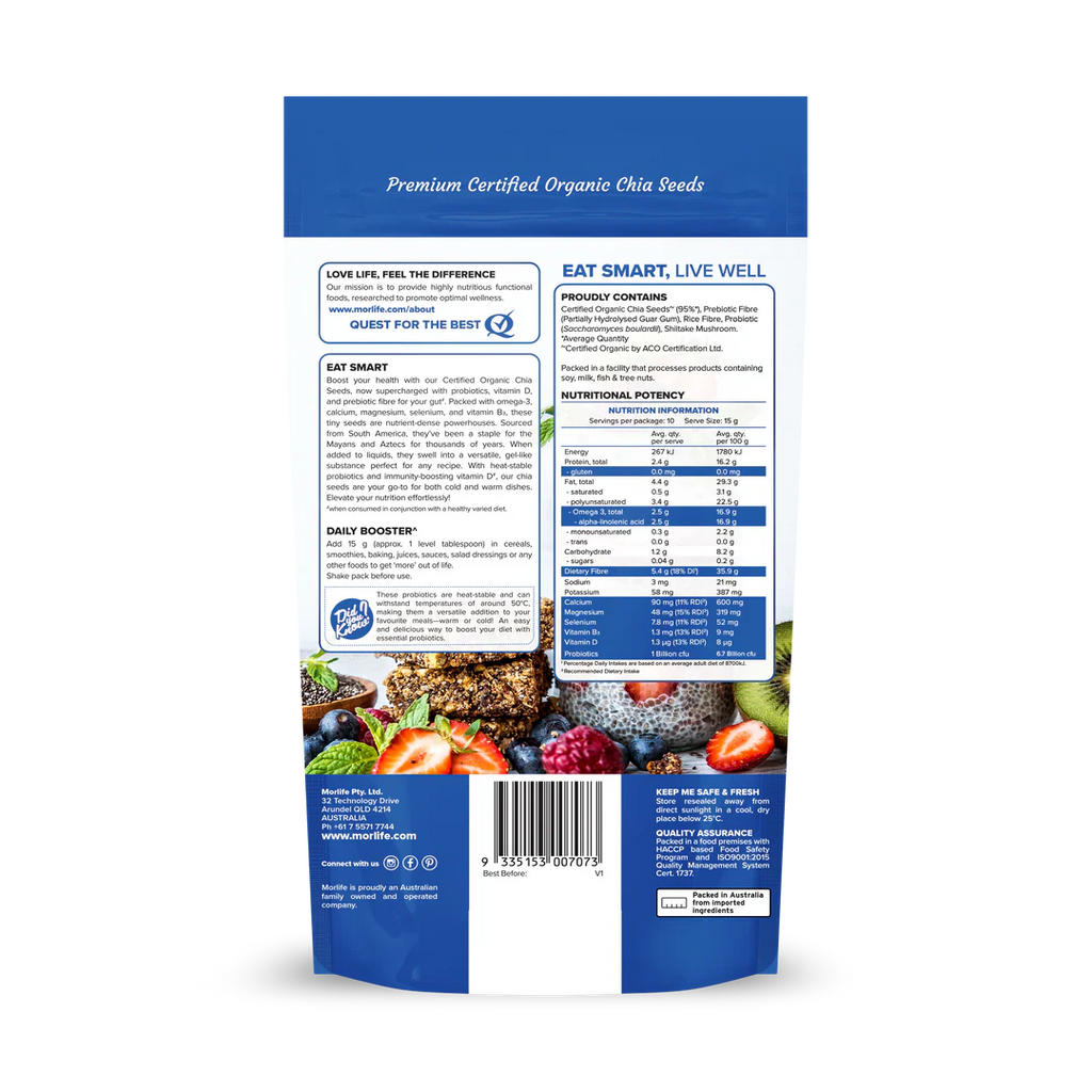 Morlife Chia Seeds + Probiotic & Vitamin D 150g