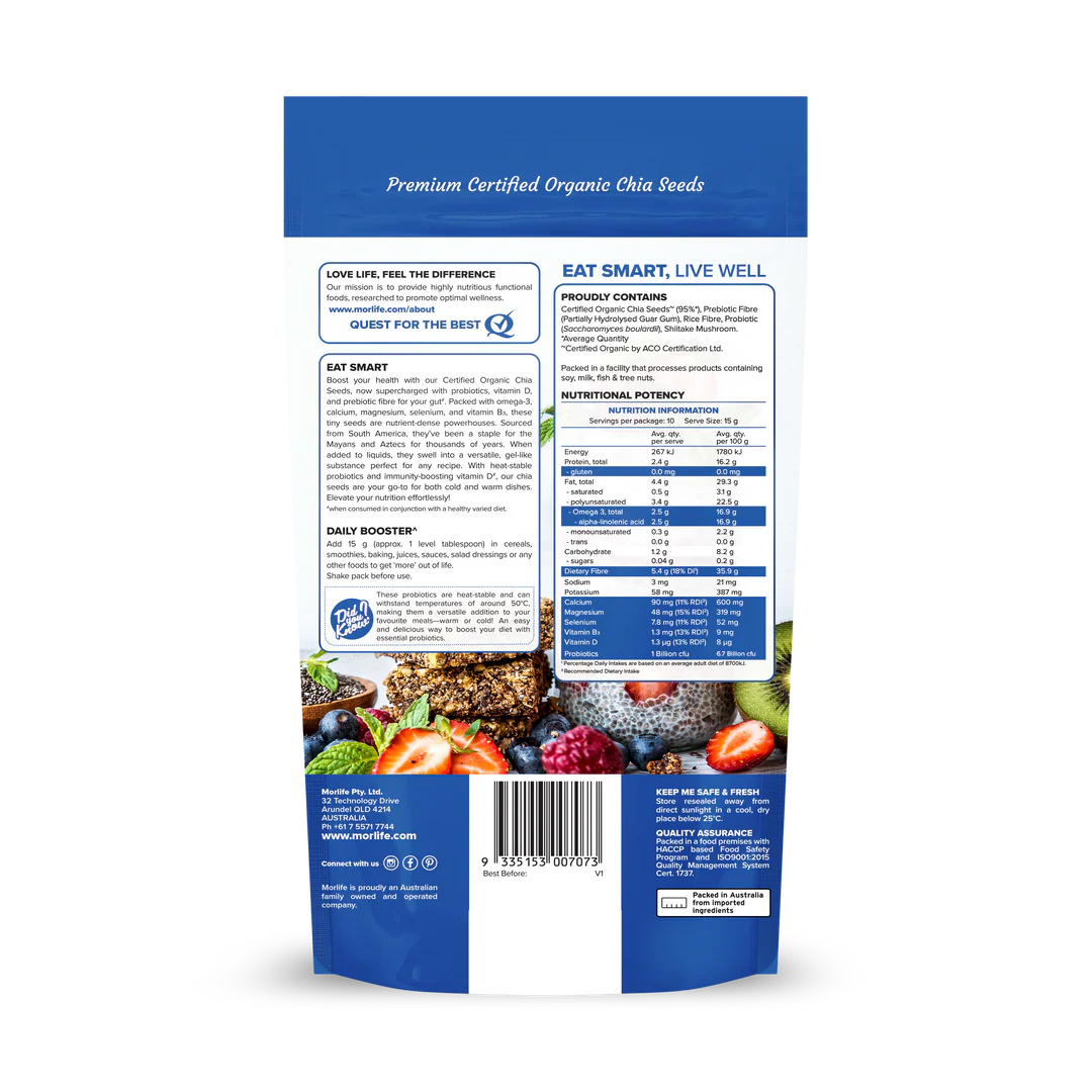 Morlife Chia Seeds + Probiotic & Vitamin D 150g