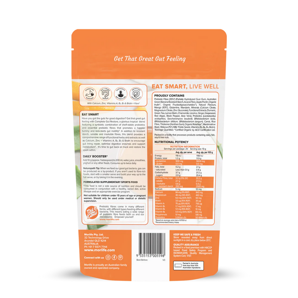 Morlife Complete Gut Restore Berry Melon 200g