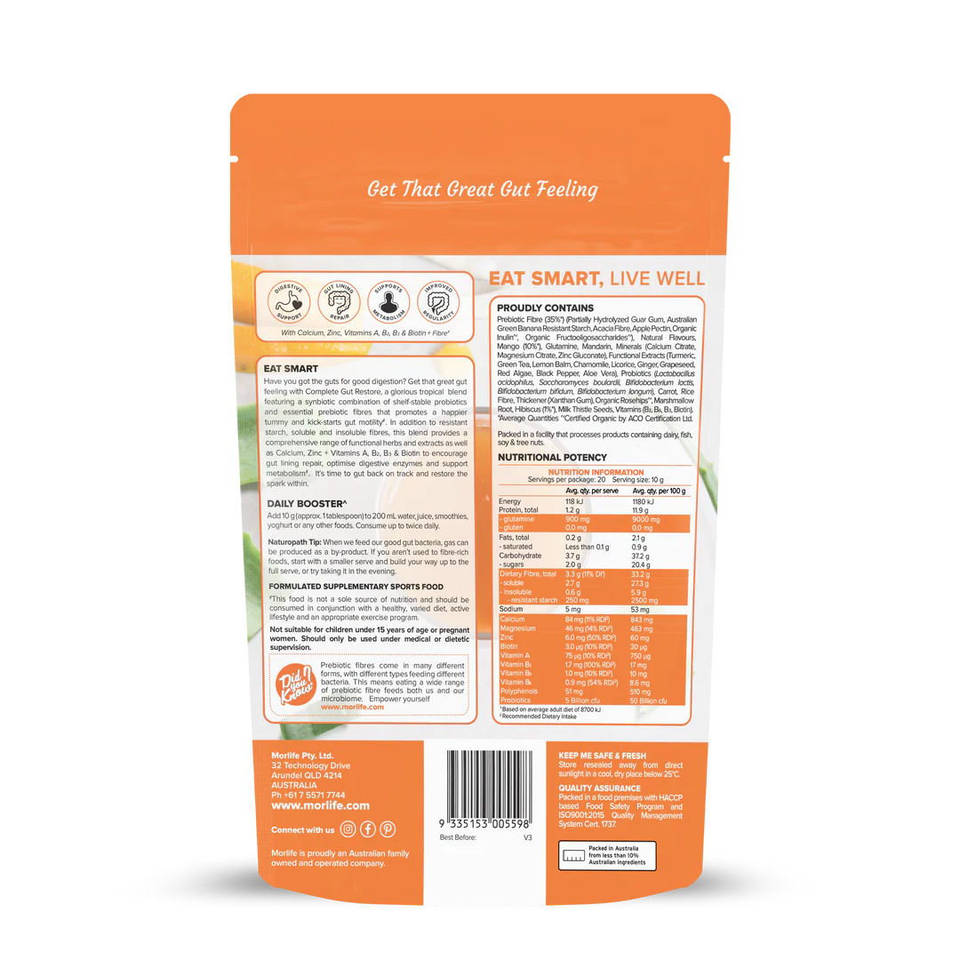 Morlife Complete Gut Restore Berry Melon 200g