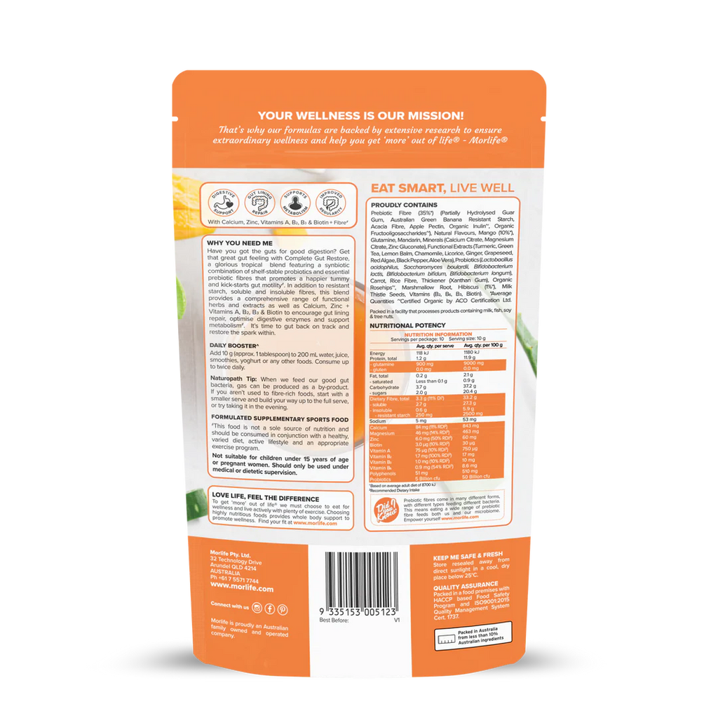 Morlife Complete Gut Restore Berry Melon 200g