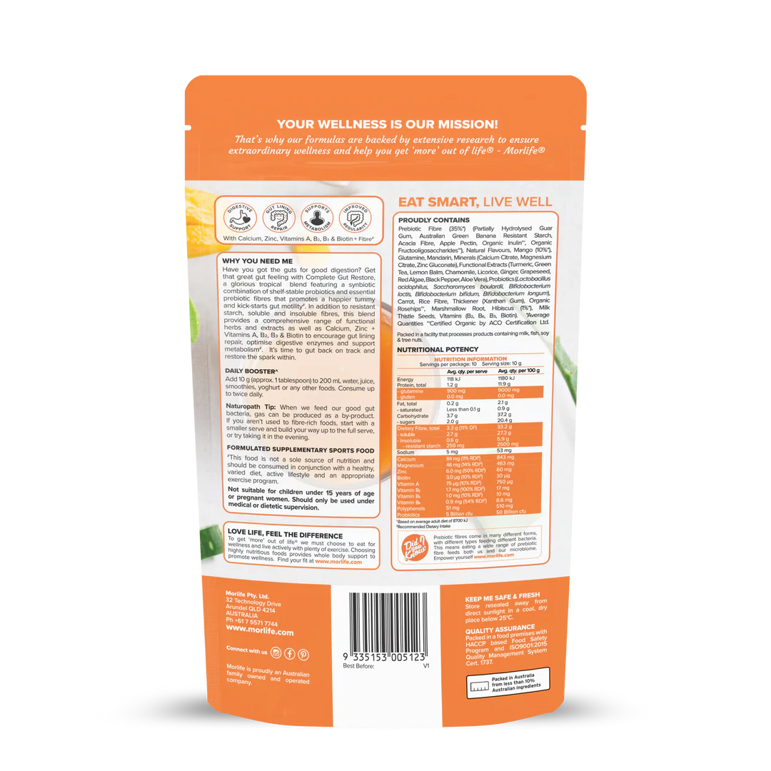 Morlife Complete Gut Restore Berry Melon 200g