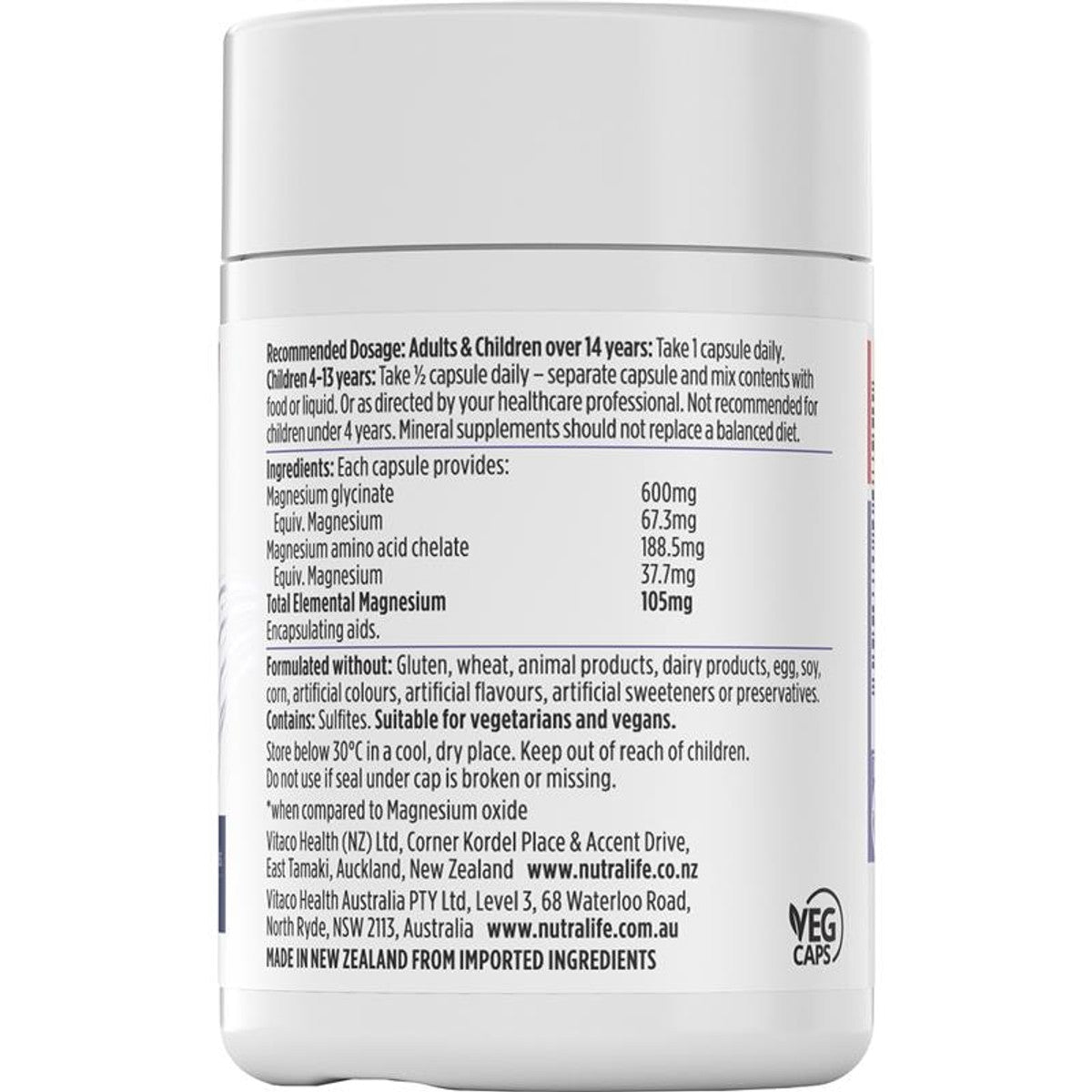 Magnesium Glycinate Capsules 60 Hard Capsules