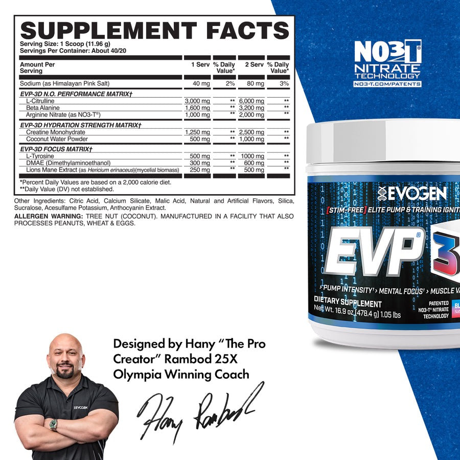 Evogen EVP-3D Non Stim Pre-workout 478.4g 40/20serves
