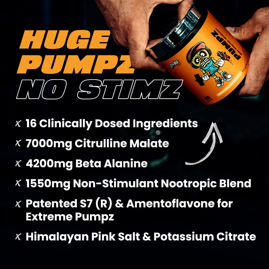 Zombie Labs PUMPZ Non-Stim Pre-Workout 40 Serves 400g