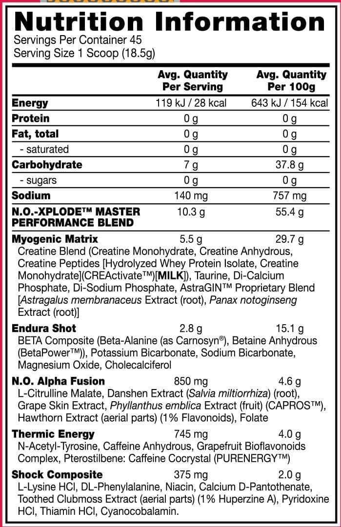 BSN NO-XPLODE Pre-workout 833g 45serves