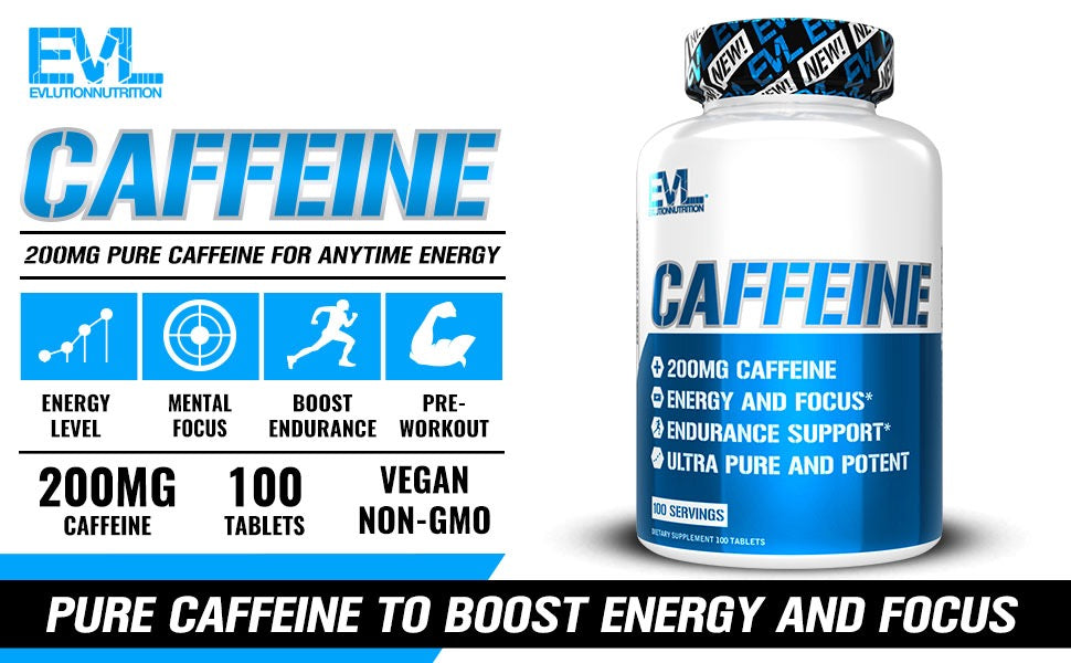 EVL Nutrition Caffeine 200mg 100tablets
